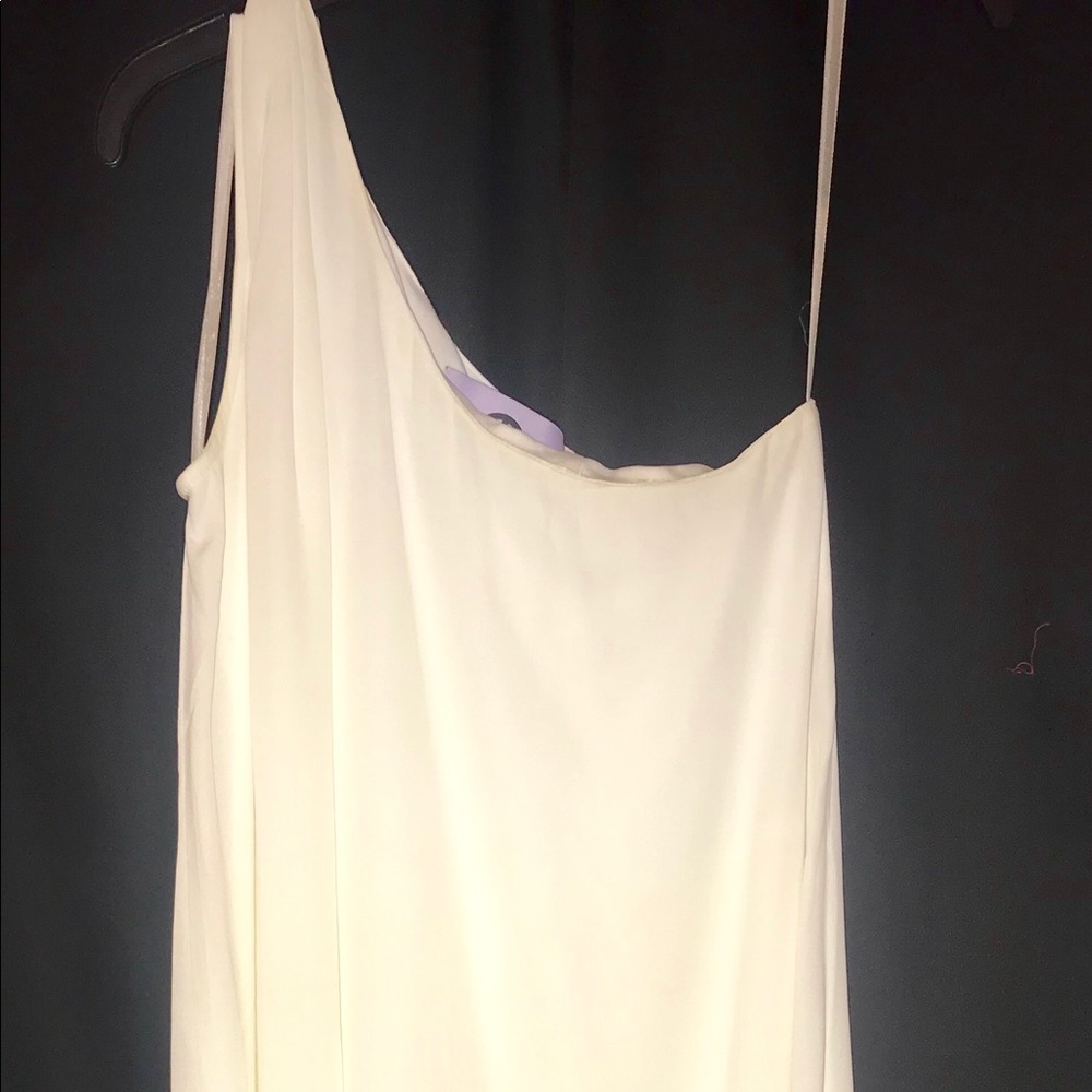 Ivory One Shoulder Beaded Cocktail Dress